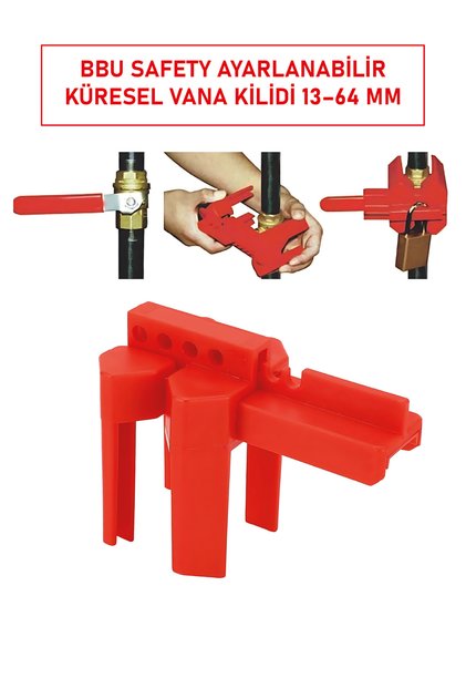 BBU Safety Ayarlanabilir Küresel Vana Kilidi | 13 mm (1/2") – 64 mm (2 1/2") Vana Çapı