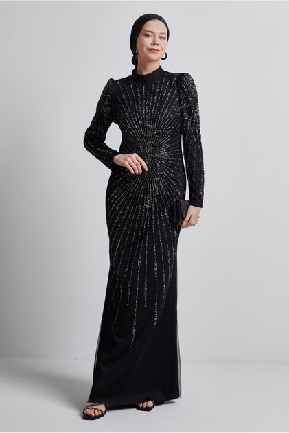 Stone Detailed Evening Dress 50510