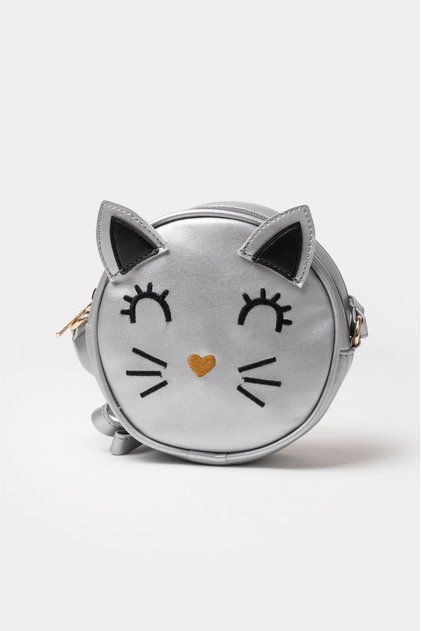 Girl's Shoulder Bag with Round Cat Head Design Faux Girl's Bag
