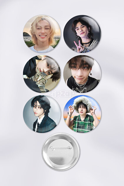 ZipZap Stray Kids Çanta Süsü Rozet İğneli Buton Rozet Seti (6 ADET