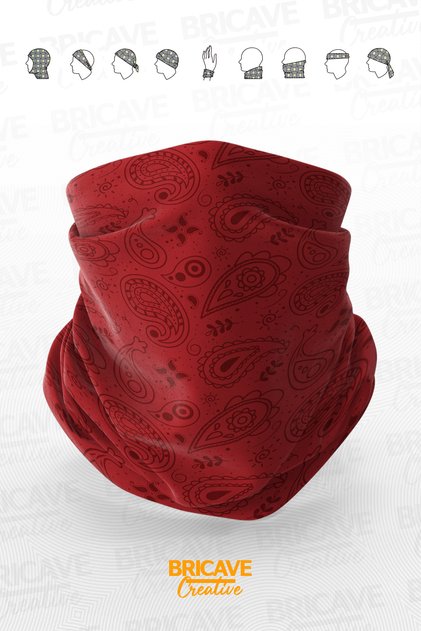 Kırmızı Paisley Desenli Motosiklet Bandana Boyunluk Maske