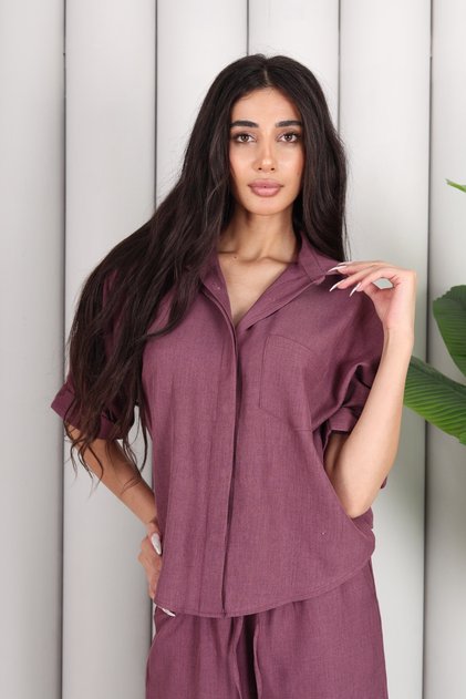 Bluz Pantolon İkili Keten Takım