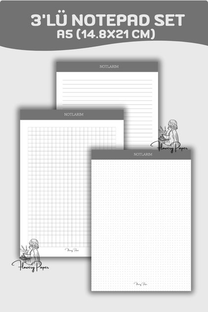 3'lü Siyah Notepad Set - Memopad,Check List ,Not Defteri ,Bloknot ,Not kağıdı, Okul defterleri