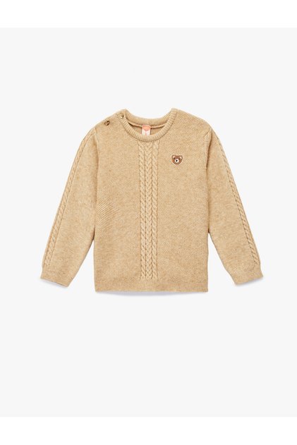 Long Sleeve Viscose Blend Crew Neck Knit Sweater