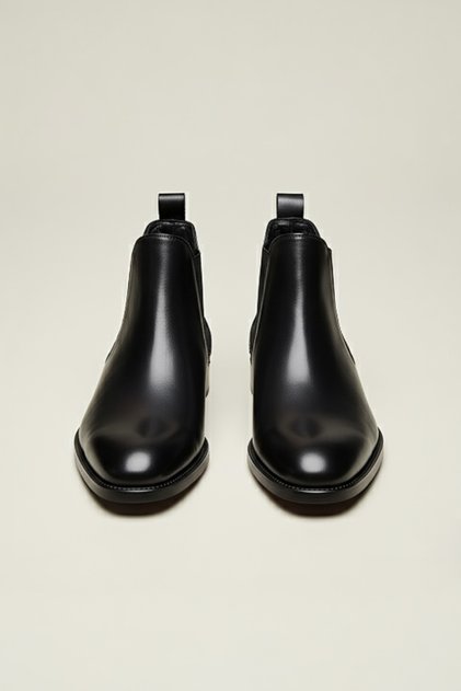 100% Genuine Leather Black Men's Winter Boots Rubber Sole