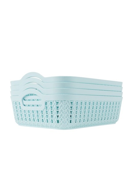 4-Piece Plastic Storage Basket Set 26.5x19.5x7cm - Multi-Purpose Organizing Bins