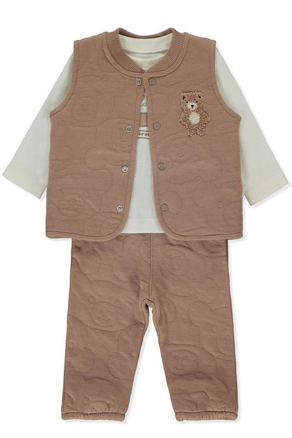 Quilted Vest 3-Piece Set (Bearish) Brown