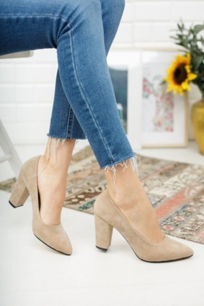Women's Skin Suede High Thick Heeled Shoes