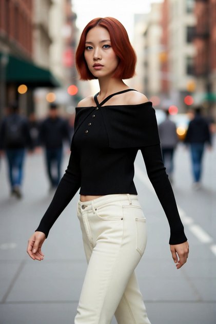 Women's Carmen Collar Ribbed Fitted Knitwear Sweater Long Sleeve Day and Night Wear Offering Modern Elegance