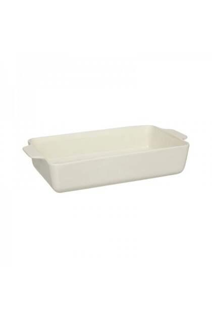 Tavă ceramică dreptunghiulară pentru cuptor, Albă Rustic Oven, 36x19 cm