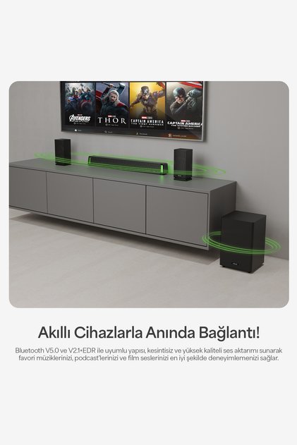 MD-SBT35 SonicBar Siyah 160W RMS BT+AUX+USB+HDMI/OPTICAL Ev Sinema Soundbar Speaker