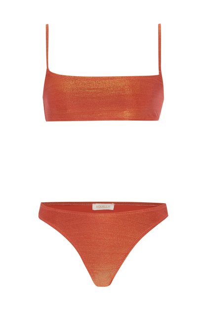 Lurex Orange Strapless Bikini