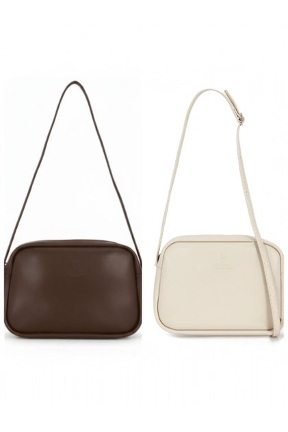 2-Piece Mini Strap Adjustable Set Crisscross Straps Women's Shoulder Bag (Bitter Brown - Cream)