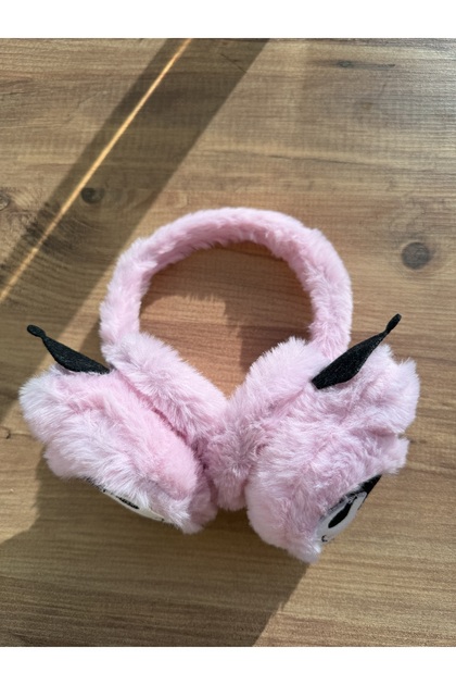 Soğuktan Koruyan Kışlık Kulaküstü Kuromi Figürlü Pofuduk Pembe Renk Sevimli Pelüş Kız Çocuk Kulaklık