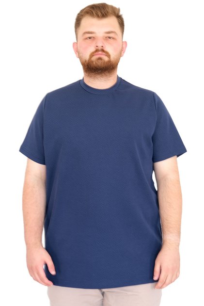 Fashion XL Large Size Men's T-Shirt Crew Neck Dore U25034 Indigo