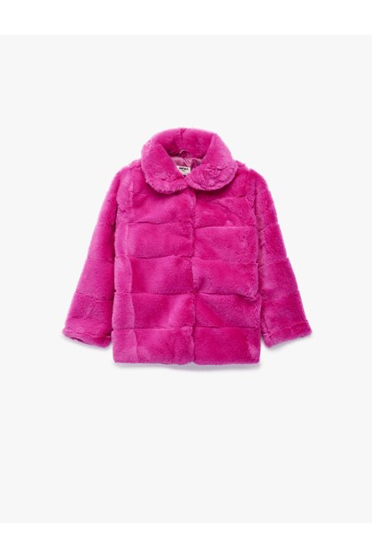 Long Sleeve Peter Pan collar Faux Fur Coat