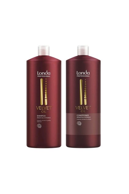 Pachet pentru par uscat, Londa Professional, Sampon Velvet oil 1000ml + Balsam Velvet oil 1000ml