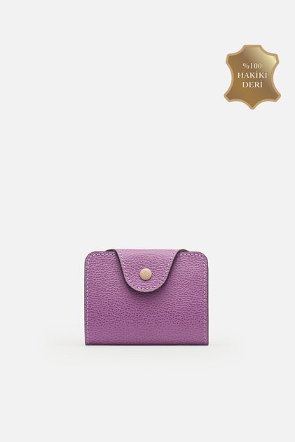 Unisex Kartell Genuine Leather Compact Accordion Card Holder Purple