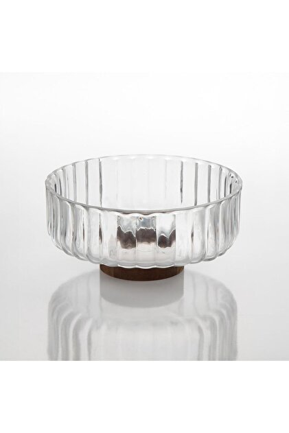 Acacia Footed Glass Bowl 21X10Cm