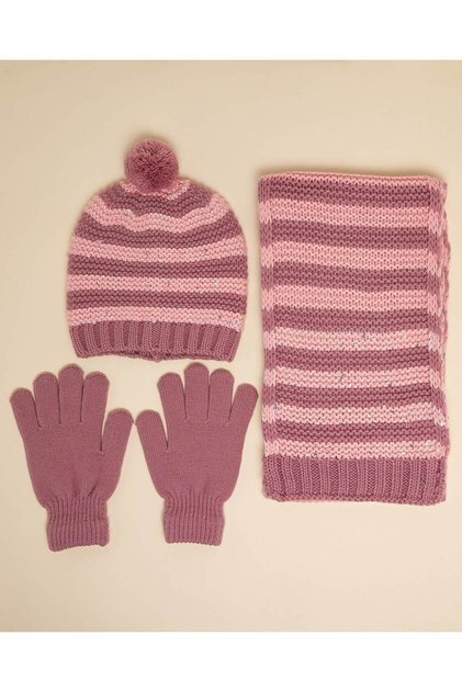 Dusty Pink Girl's 3 Pack Winter Essential Set