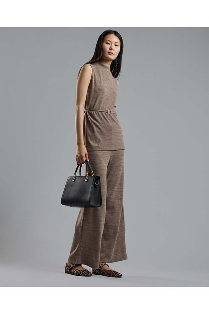 Solid Knit Pants with Elastic Waist