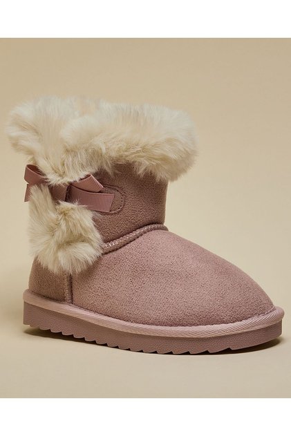 Mauve Girl Fur Detail Winter Boots