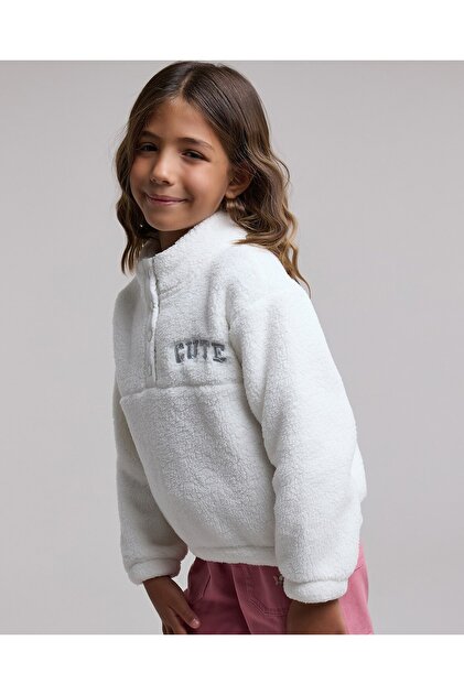 Sherpa Sweatshirt with High Neck and Long Sleeves