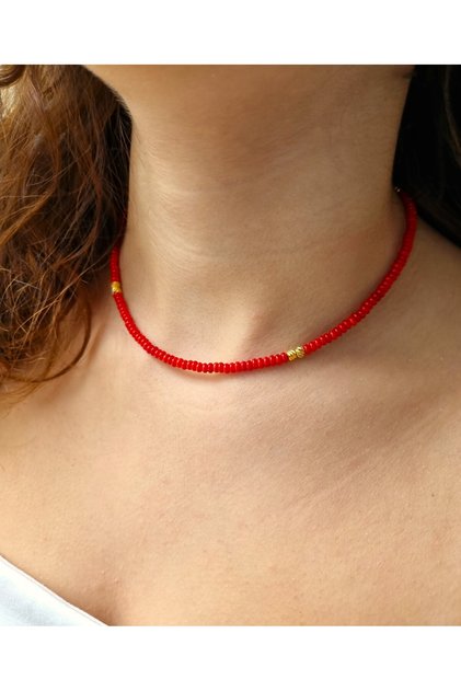 Red Coral Natural Stone Necklace | Energy & Vitality
