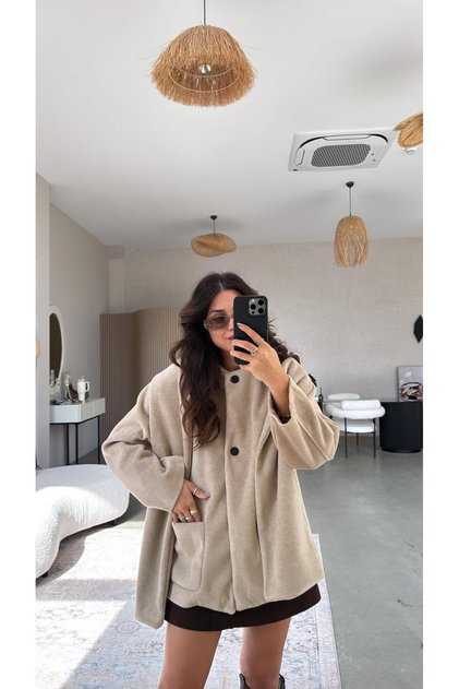 Stone Soft Cashmere Scarf Detail Jacket