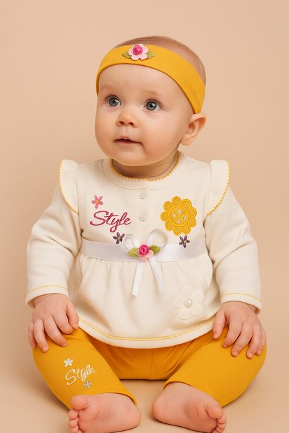 Baby Girl 100% Cotton Embroidered 3-Piece Set 6 - 9 - 69 Months