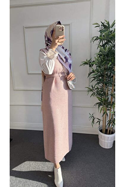Dusty Pink Glittery Tweed Hijab Vest