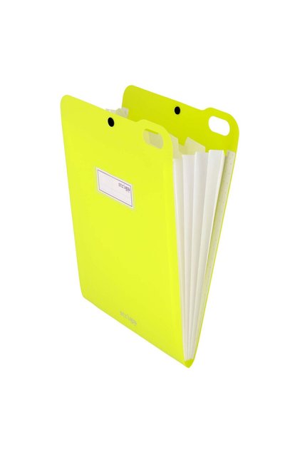 Organizator PP A4, vertical, 5 separatoare, inchidere capsa, verde neon SF069