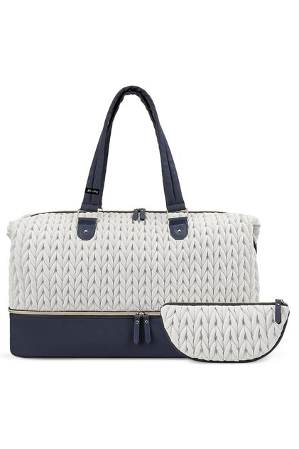 Luxe Knit Diaper Bag with Clutch - White