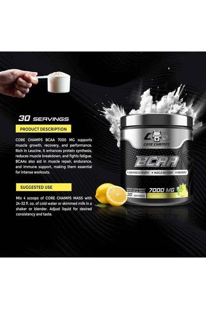 BCAA Powder 7000mg Muscle Growth & Recovery High Leucine Content 30 Servings (Lemon Lime)