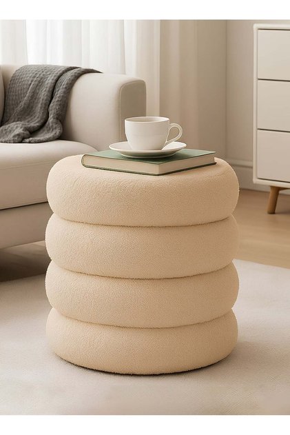 Boucle Fabric Vanity Chair - Dressing Chair for Bedroom, Dressing Room, Makeup Chair 40x33cm - Beige