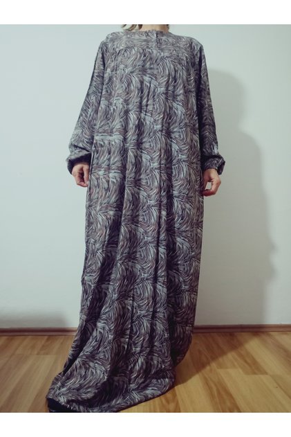 Robadan Long Sleeve 100% Viscose Pressed Floral Mother Dress, Prayer Dress, Hijab Dress