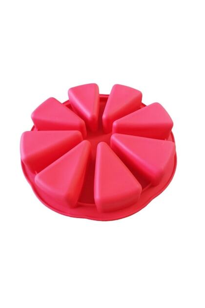 Formă de copt din silicon, felii de pizza, 8 cavități, roșie, 27 cm