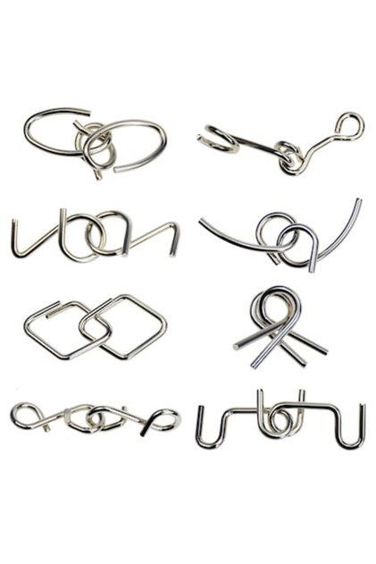 Set de puzzle-uri Brain Twister - 8 puzzle-uri metalice pentru copii și adolescenți