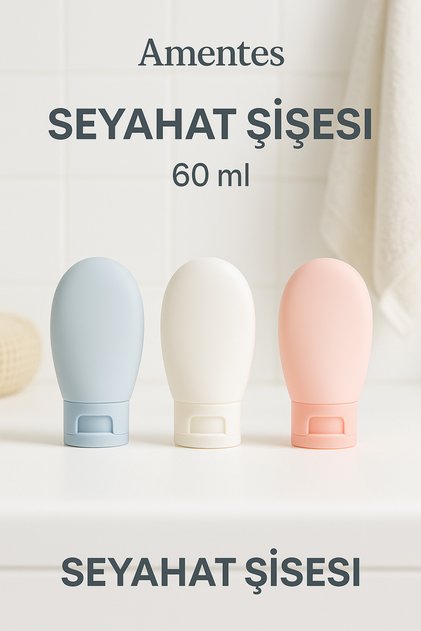 1-Adet Çok Amaçlı İskandinav Doldurulabilir Çantalı Seyahat Tipi Şişe Seti/ Boş Krem Paketi