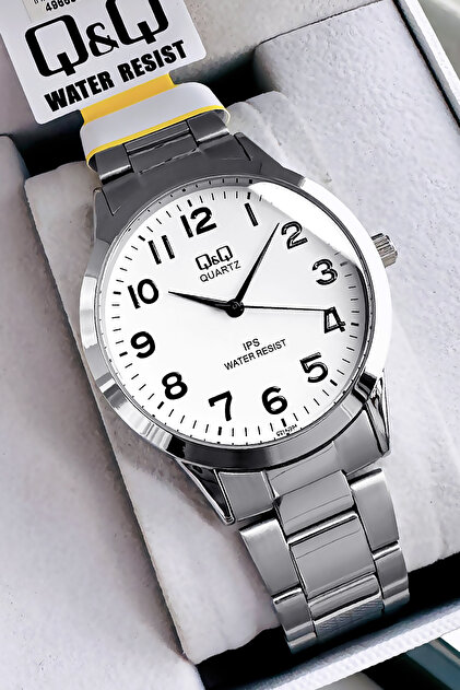Original Quartz Men Wristwatch Silver Color Steel Band 3 Atm Water Resistant -Gift Bracelet Qqe2001C4