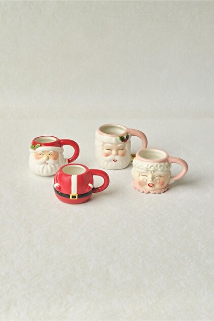 Karaca New Year Santa Family 4 Piece Espresso Mug Set 75 ml- Trendyol