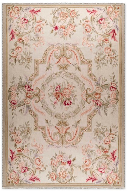 Design Beige Classic Floral Chenille Carpet Rug Runner Non-Slip Fringed Washable Living Room Kitchen Hallway