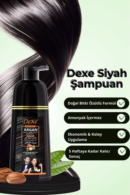 Dexe Siyah Saç Boyama Şampuanı 420ml | 5 Dakikada Hızlı ve Pratik