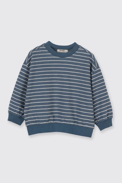 Baby Boy Stripe Patterned Soft Textured Petrol Sweatshirt