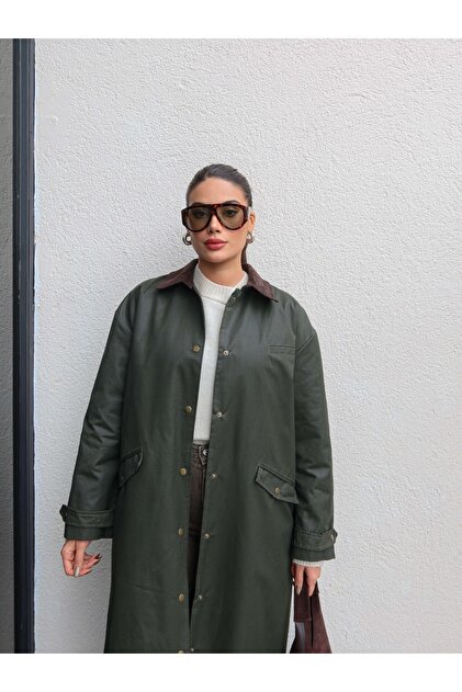ESRAHELVACI Kadife Yaka Çıtçıtlı Trench - Fiyatı, Yorumları