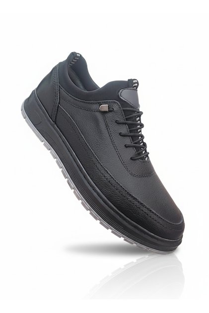 Alvino 1754 Black Genuine Leather Orthopedic Comfortable Elastic Seasonal Men's Shoes