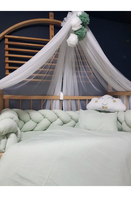 60X120 cm Baby Sleeping Set Knitted Protected Green - Cloud Pillow Gift