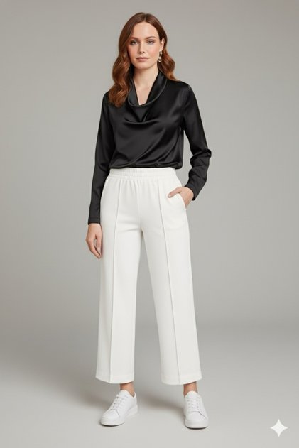 Puff Scuba Premium Trousers with Front Stripes, Elastic Waist and Pockets