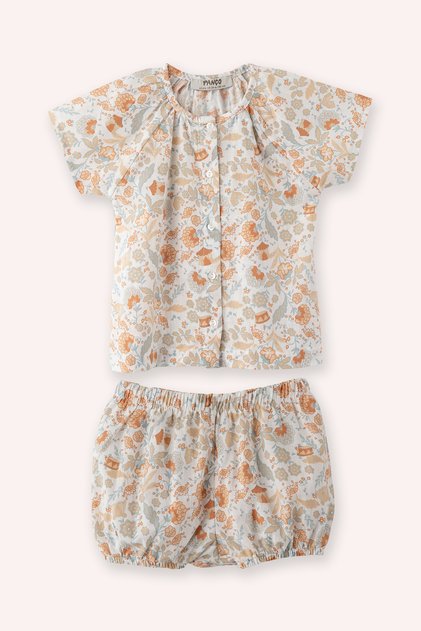 Newborn Floral Patterned Ecru 2-Piece Set