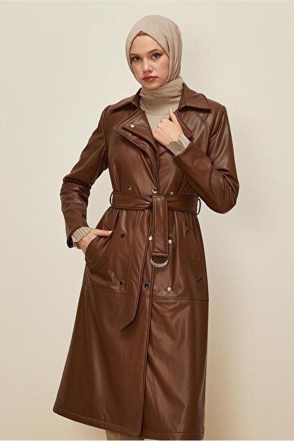 Alvina KEMERLİ SUNİ DERİ TRENÇKOT 10975 - Fiyatı, Yorumları